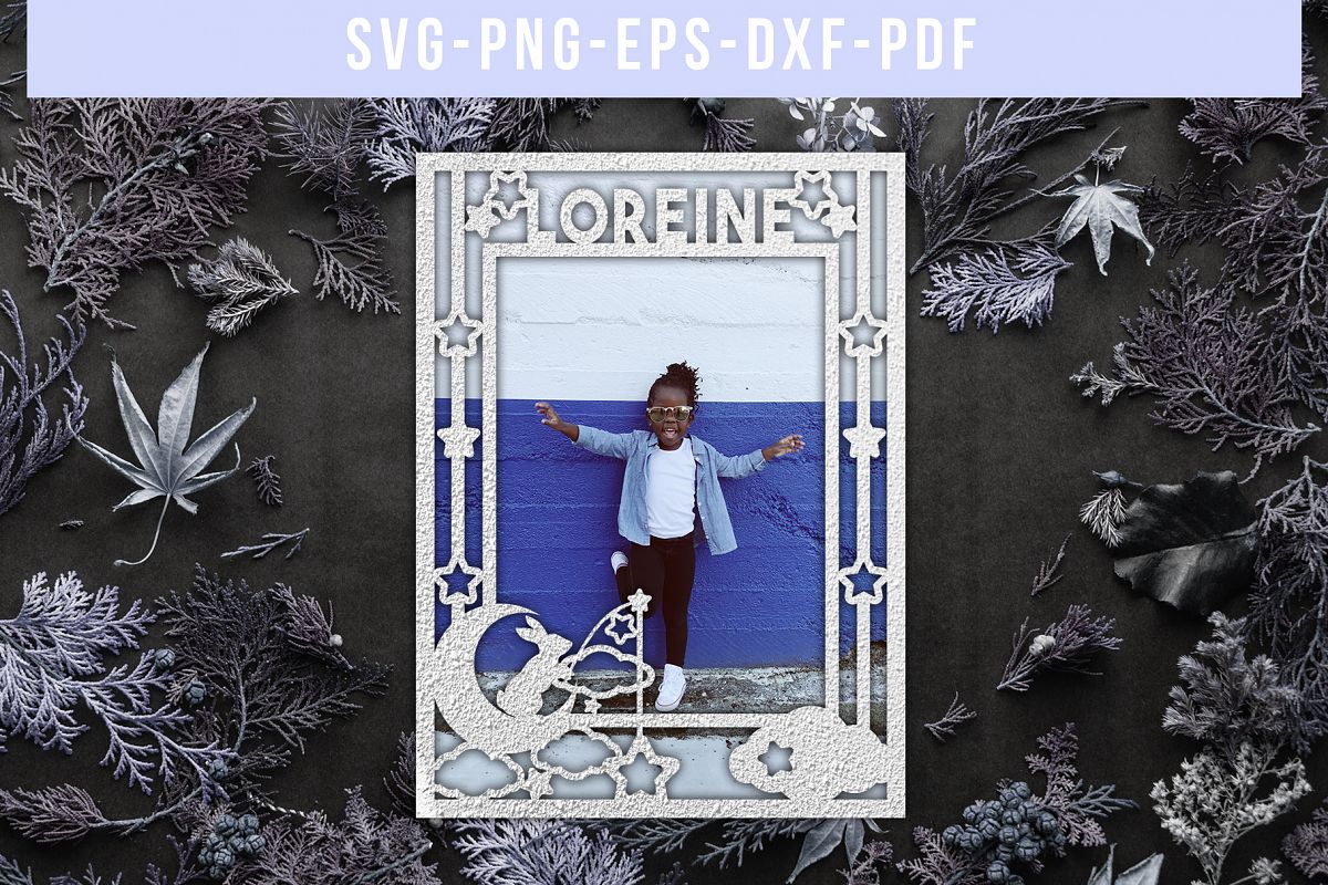 Potrait Photo Frame Papercut Template, Starry Night SVG, PDF example image 1