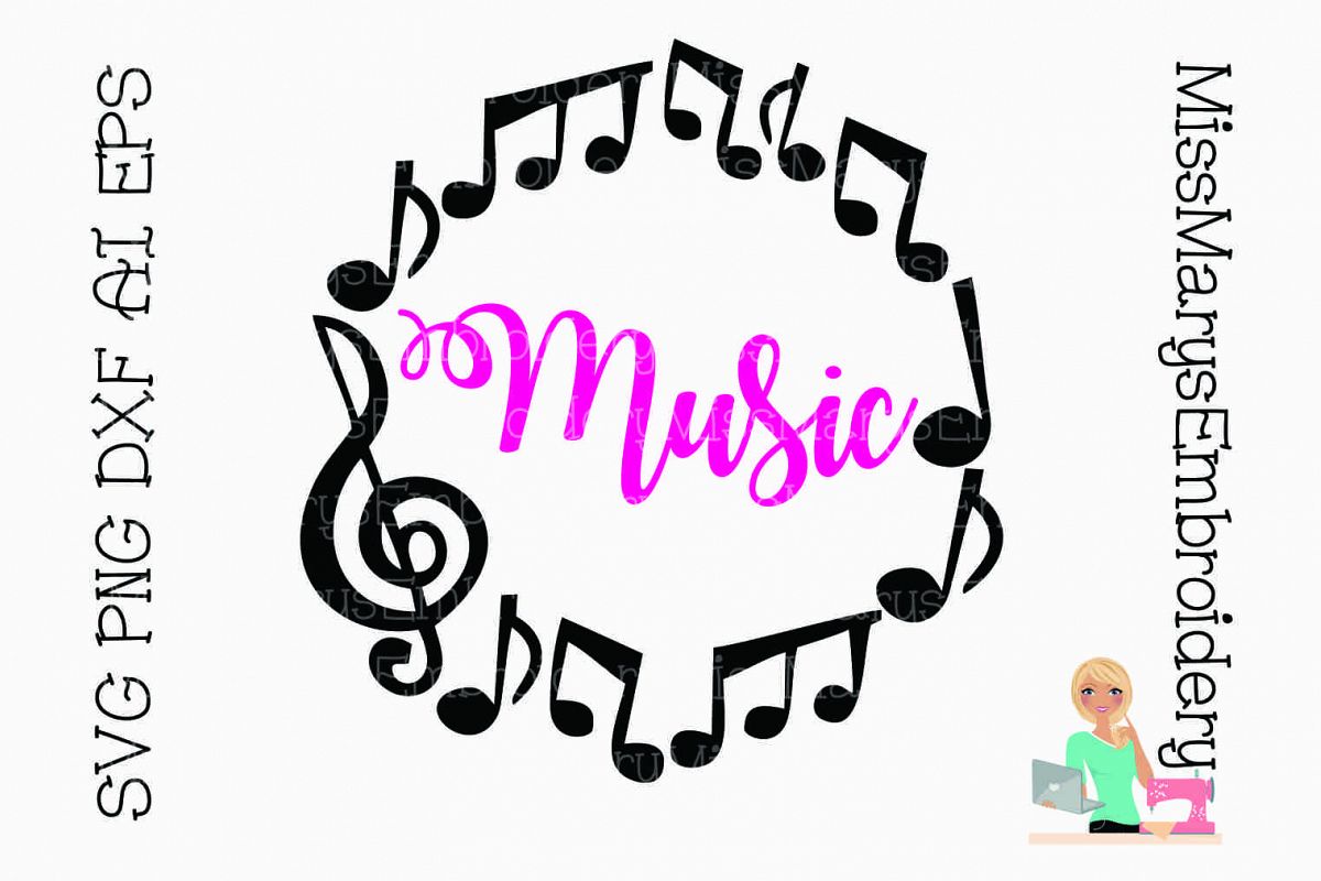 Download Music Frame SVG Cutting File PNG DXF AI EPS