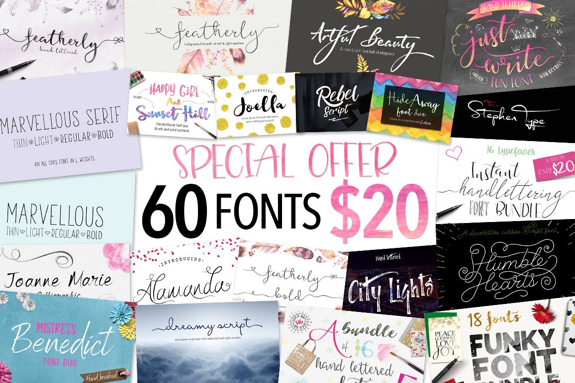 Joanne Marie 60 Font Bundle example image 1