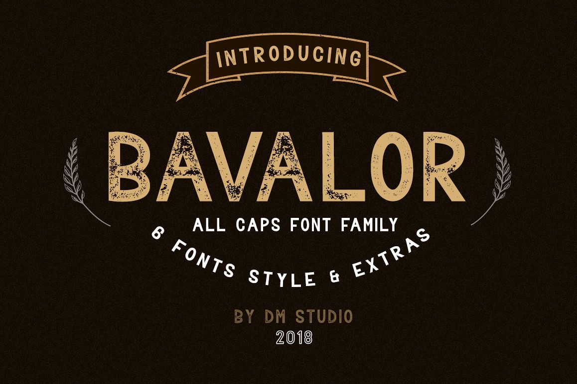 BAVALOR - ALL CAPS FONT FAMILY WITH EXTRAS example image 1