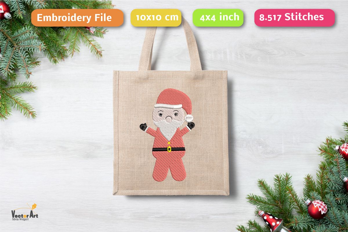 Santa Claus - Embroidery File - 4x4 inch example image 1