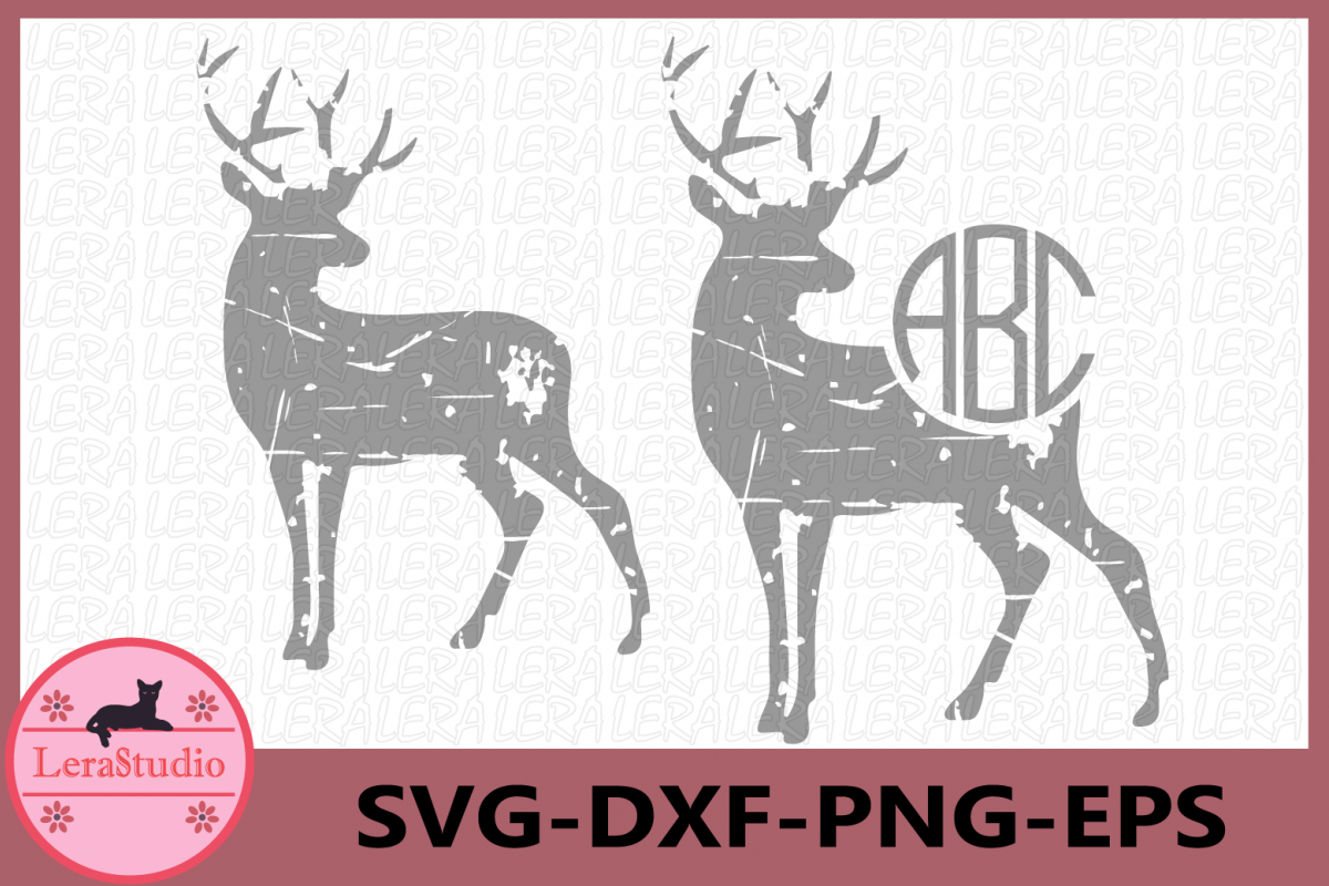 Deer Svg, Deer Distressed SVG Files, Deer Print, Deer example image 1