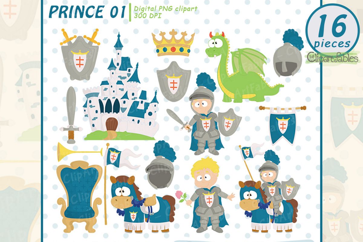 Little knight clipart, fairy tale clip art, Arthur caracters example image 1
