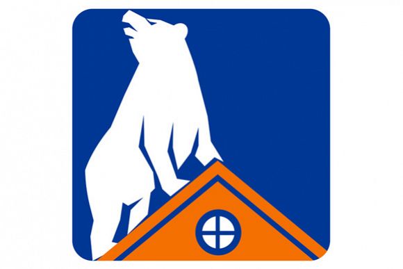 Bear On Roof Rectangle Retro example image 1