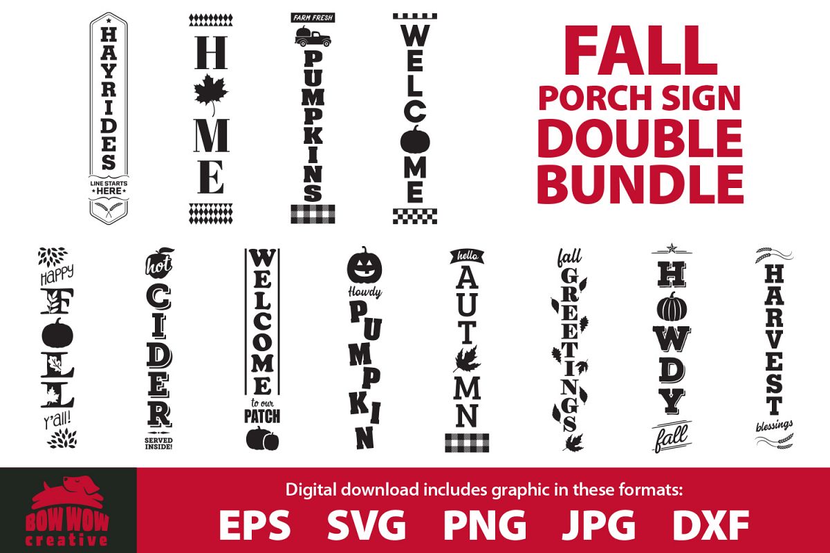 Fall / Autumn porch sign double bundle - SVG, EPS, JPG, PNG example image 1