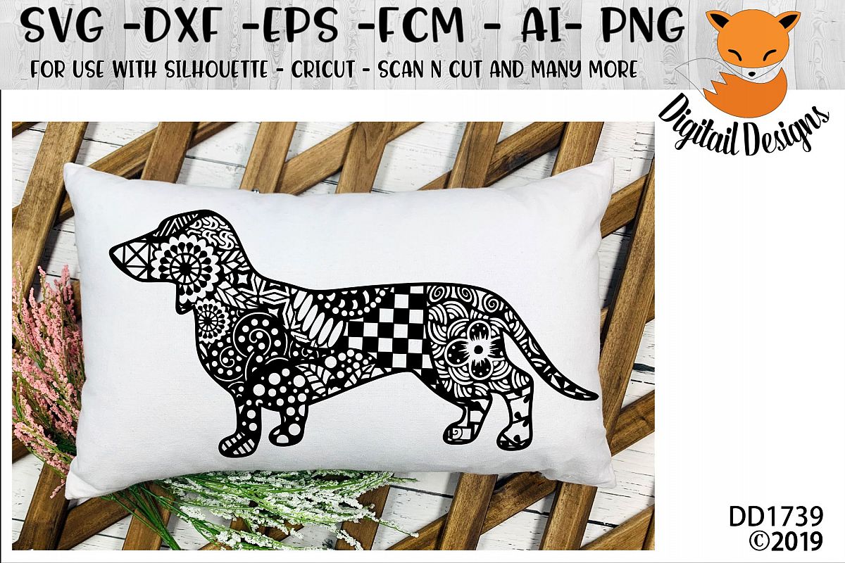 Zentangle Dachshund Dog SVG (207183) Cut Files Design Bundles