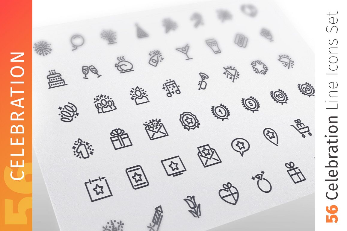 Celebration Line Icons Set example image 1