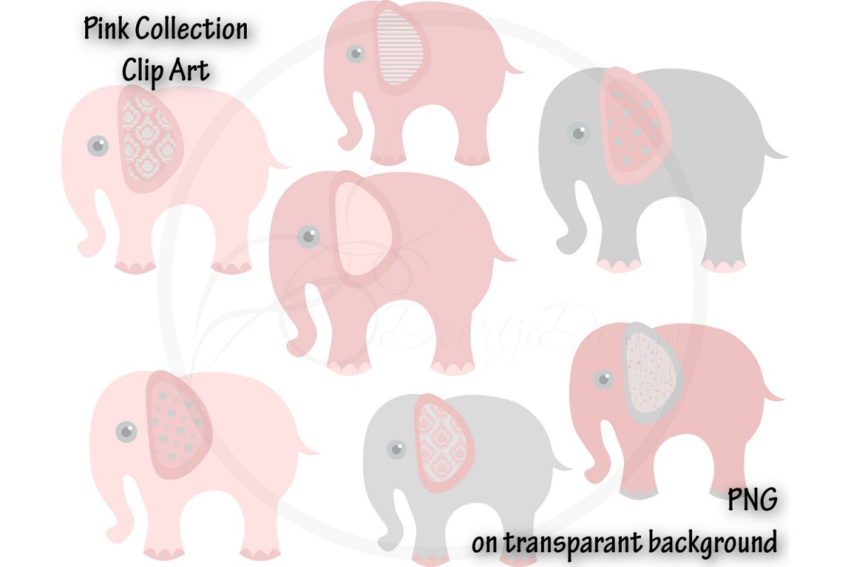 Digital Elephant Pink Clipart example image 1