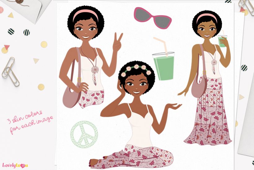 Woman boho character clip art L264 Aleesha example image 1