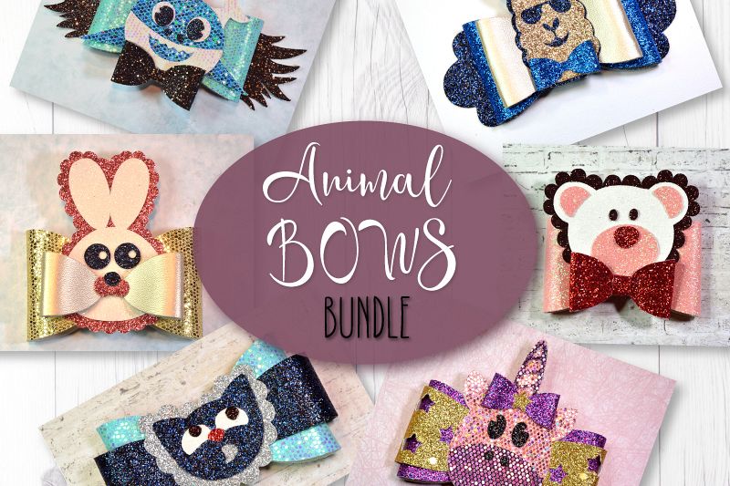 6 Hair bow template SVG, Animal faux leather bow template example image 1