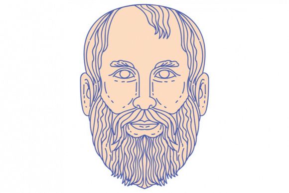 Plato Greek Philosopher Head Mono Line example image 1