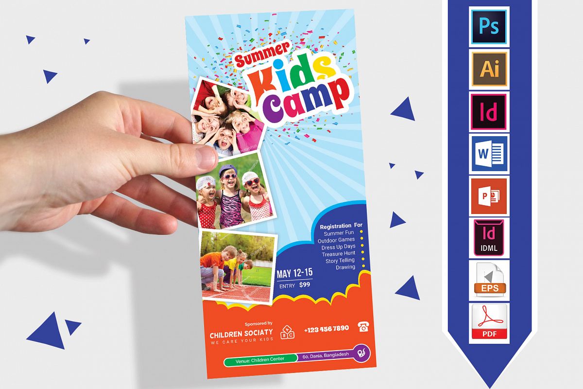 Rack Card | Kids Summer Camp DL Flyer Vol-3 example image 1