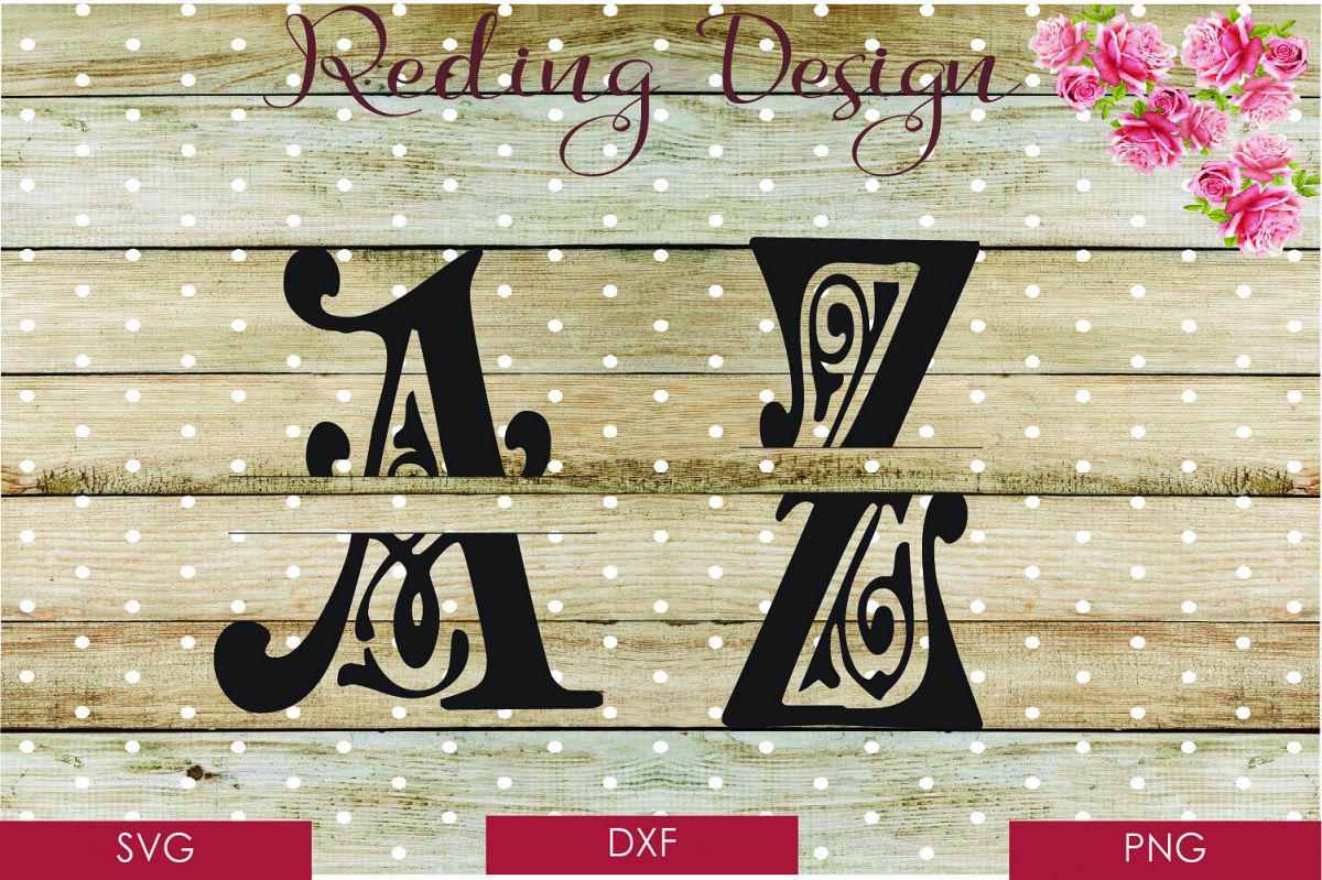 Download A to Z Split Fancy Monogram SVG DXF PNG Digital Cut Files (76029) | SVGs | Design Bundles