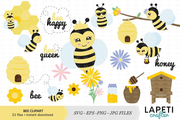 Bees Clipart Eps Png Svg Jpg Files Bee Decor 224833 Bees Clipart Eps Png Svg Jpg Files