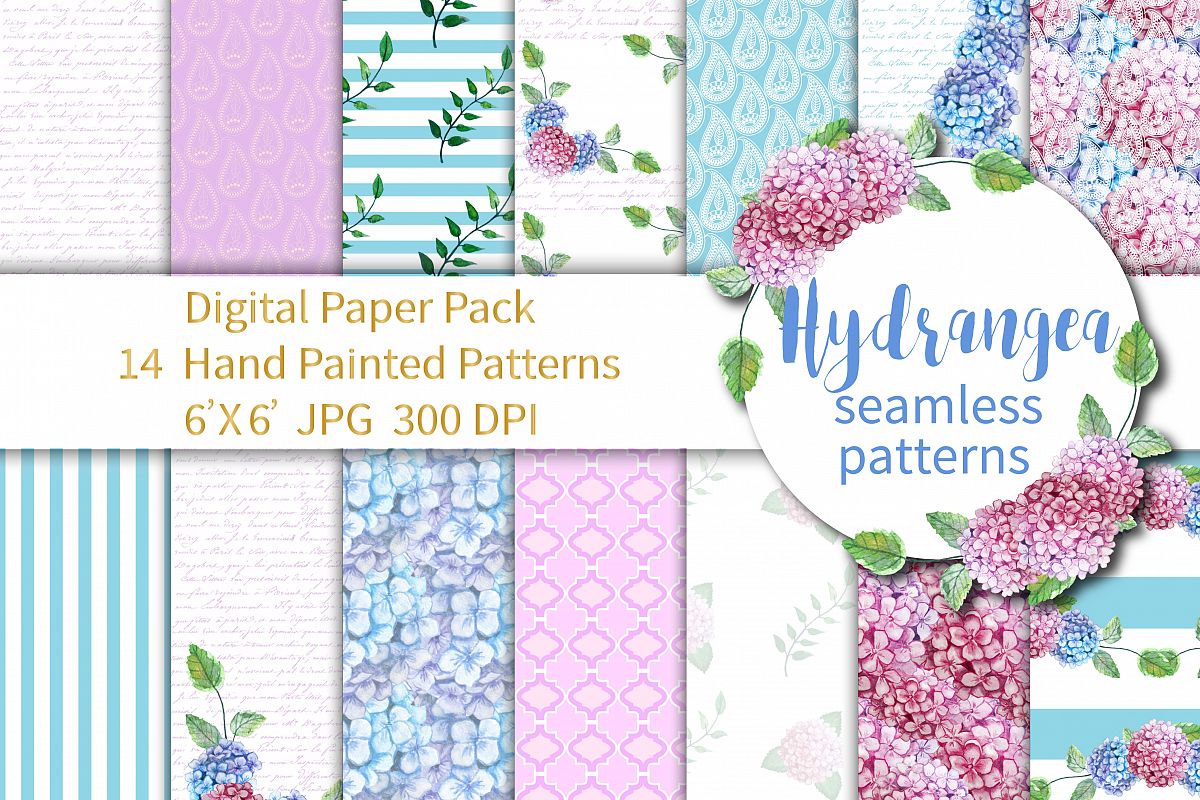 Hydrangea Digital Paper example image 1