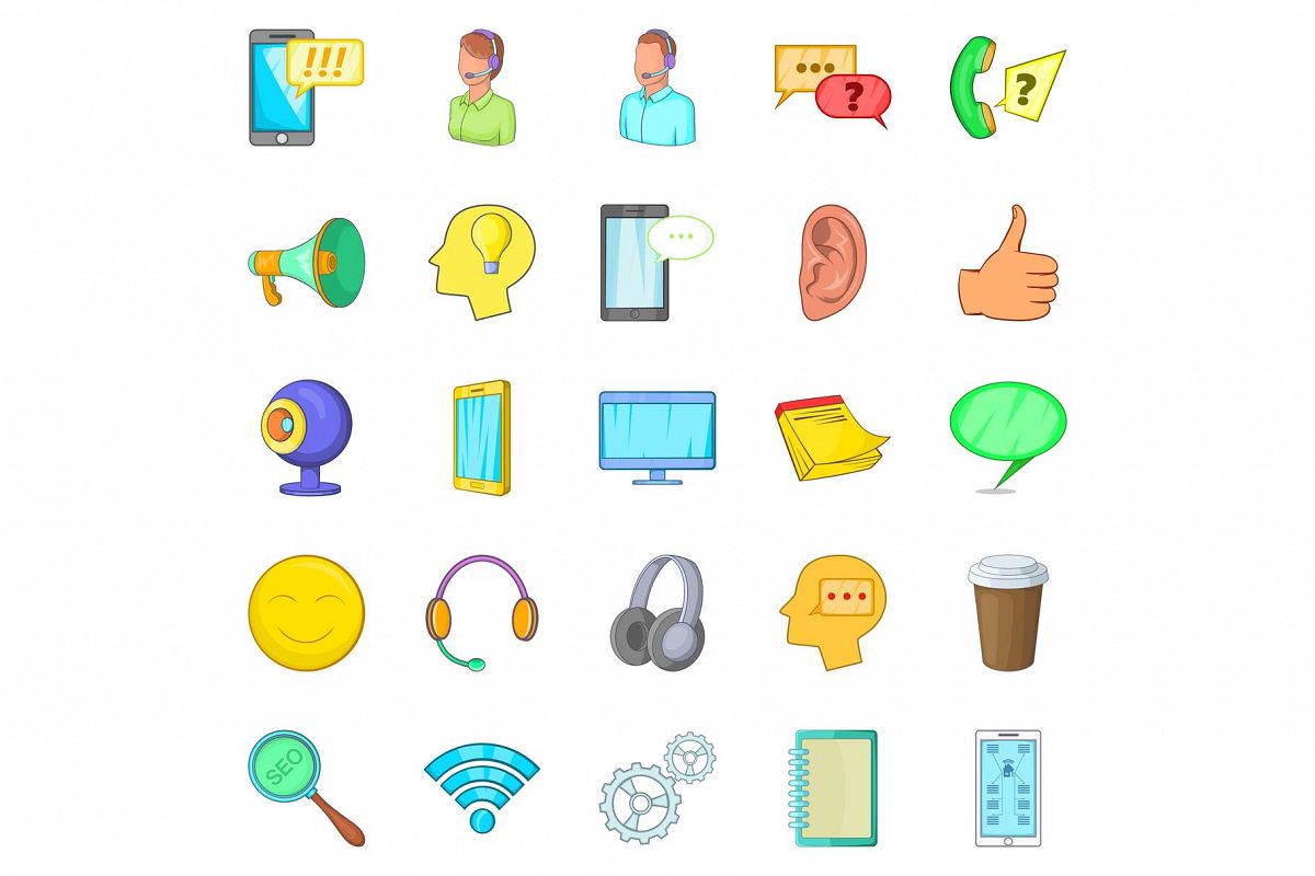 Cell phone icons set, cartoon style example image 1