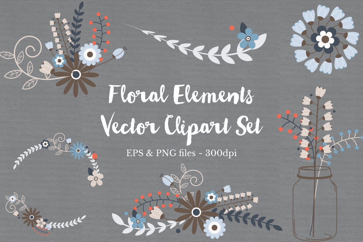 Floral Wreath Clipart Vectors example image 1