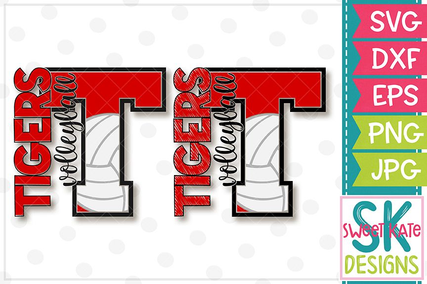 T Tigers Volleyball SVG DXF EPS PNG JPG example image 1
