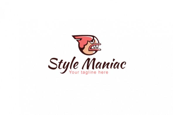 Style Maniac - Illustrative Comic Aggressive Face Stock Logo example image 1