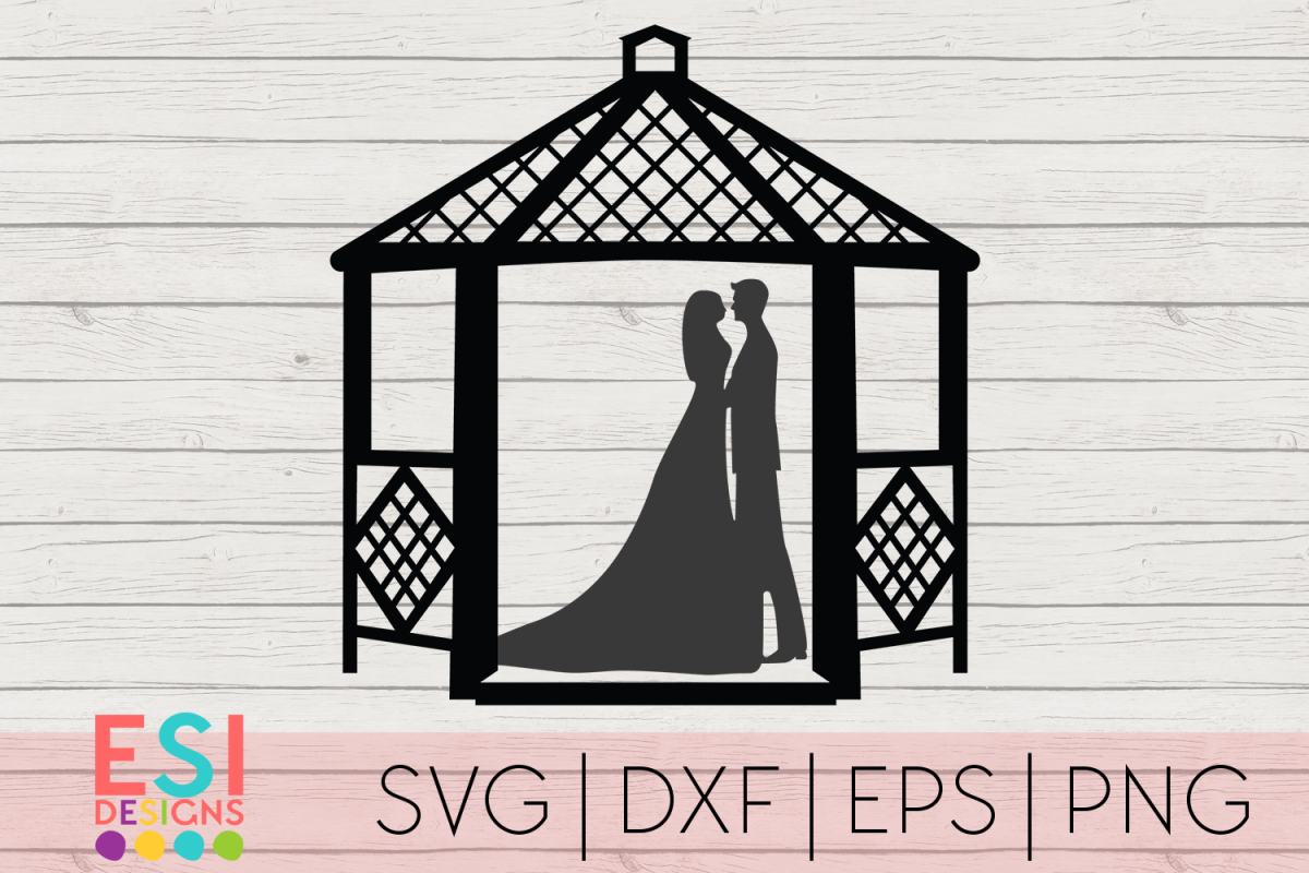 Download Wedding SVG| Bride and Groom Gazebo Design| SVG DXF EPS PNG