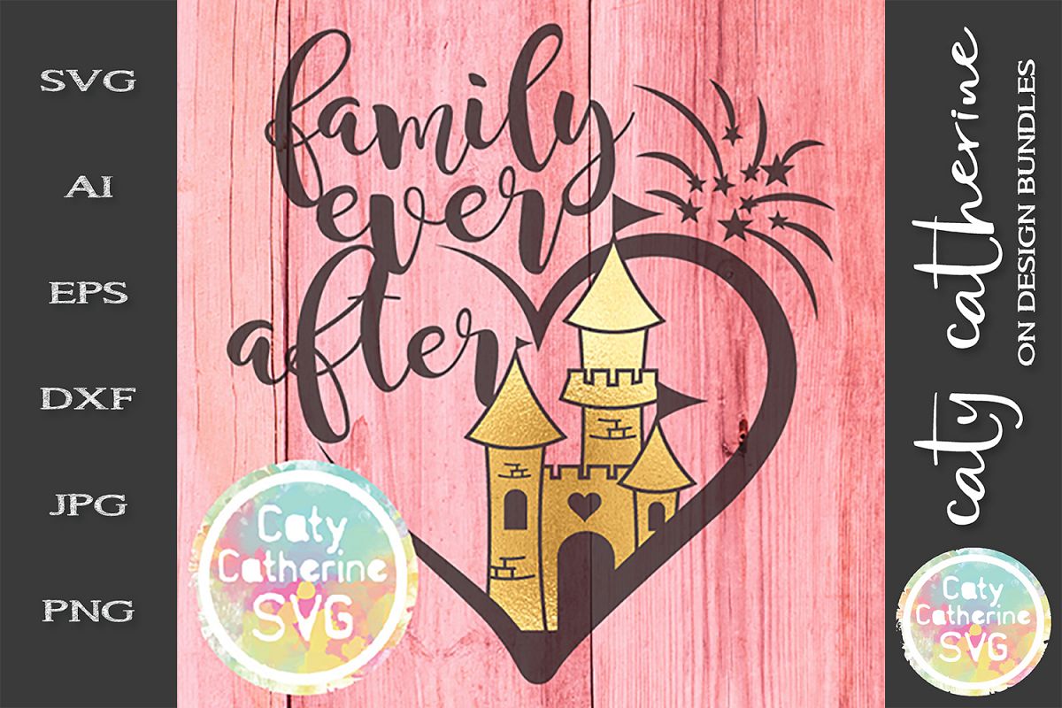 Family Ever After Castle Fireworks SVG Cut File example image 1