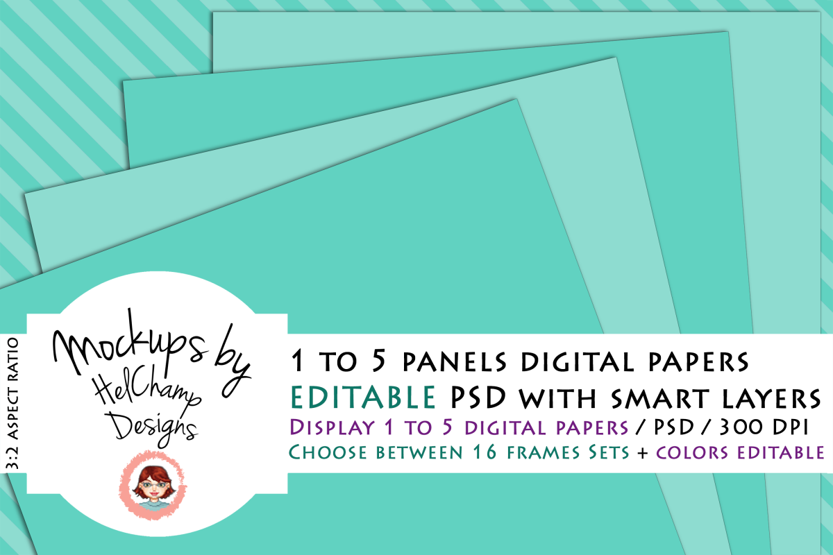 1 to 5 Panels Mockup for Digital Papers - M02 example image 1