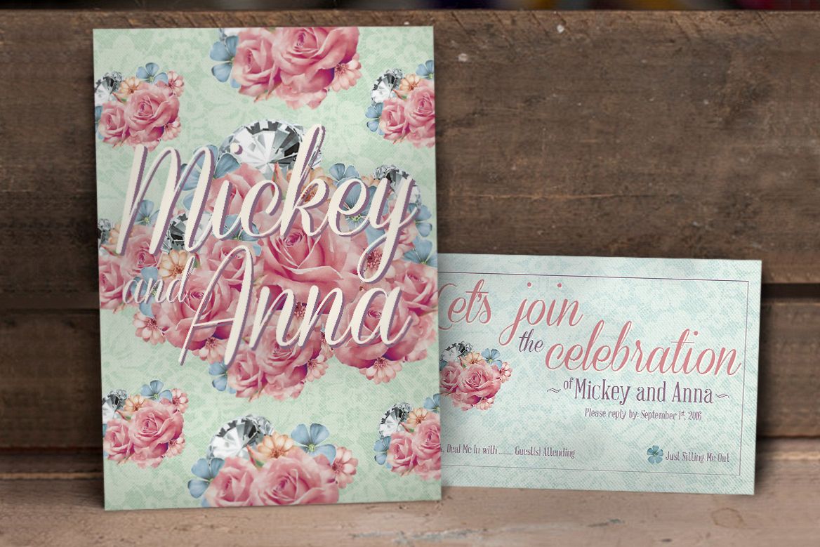 Flower Pattern Wedding Invitation example image 1