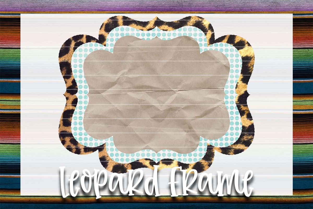 Teal & White Polka-Dot Leopard Frame Background Element example image 1