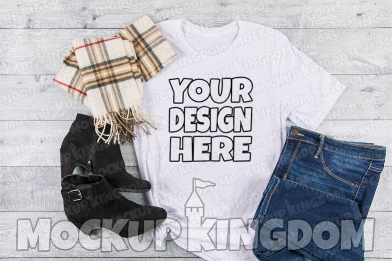 Unisex Crew Neck Shirt Mockup, Bella Canvas Mockup example image 1