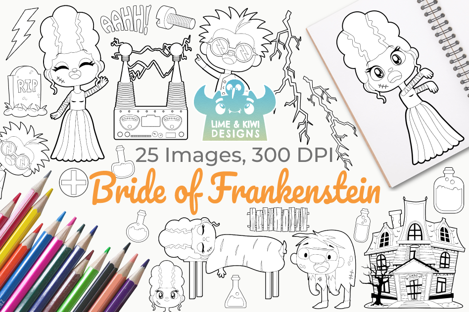 Bride of Frankenstein Digital Stamps example image 1