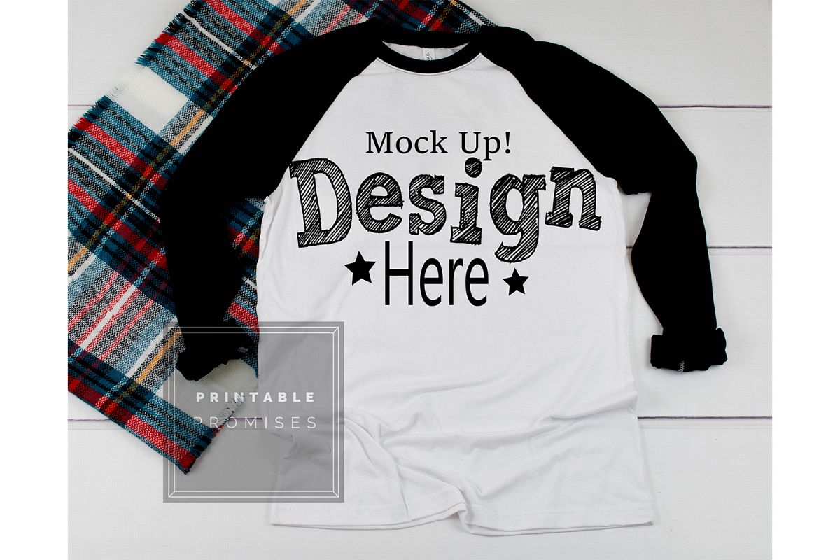 Next Level 6051 Black Raglan Mockup Baseball T-Shirt Mock Up example image 1