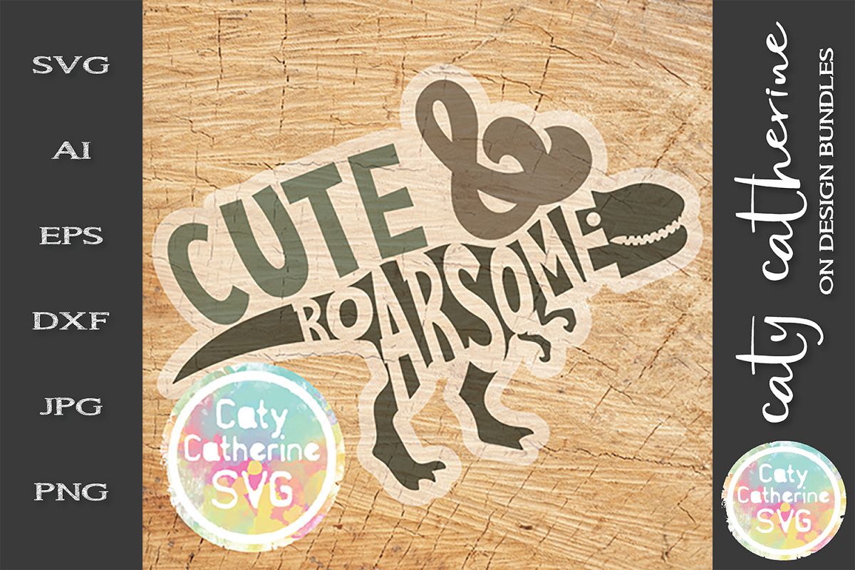 Cute & Roarsome Dinosaur SVG Cut File example image 1