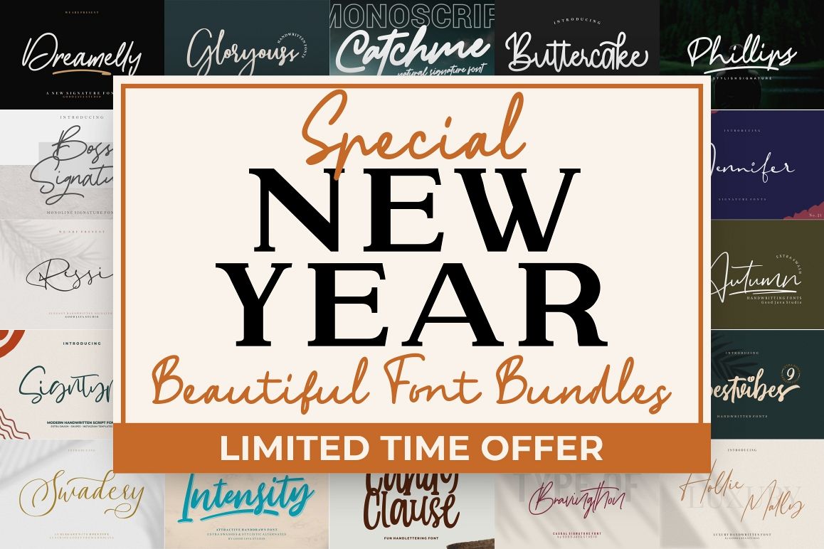 MEGA SALES! - NEW YEAR FONT BUNDLE COLLECTIONS example image 1
