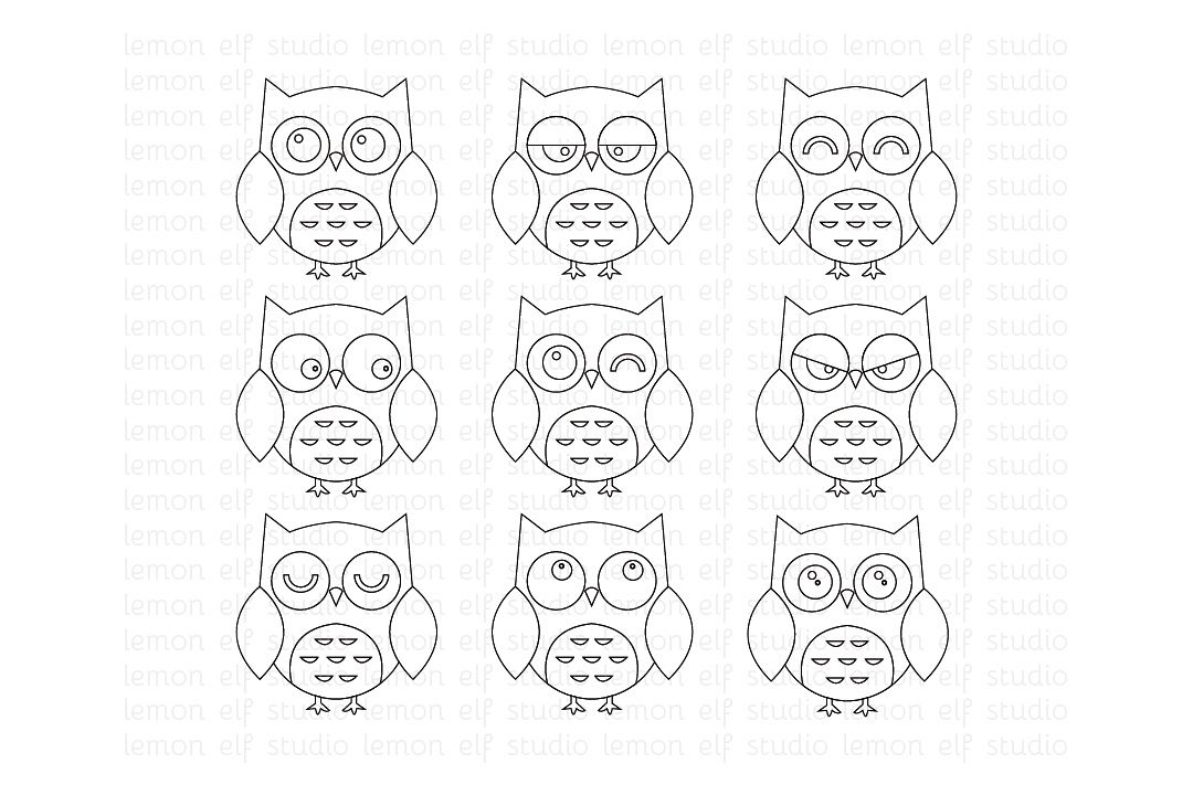 Expressive Owls-Digital Stamp (LES.DS01) example image 1