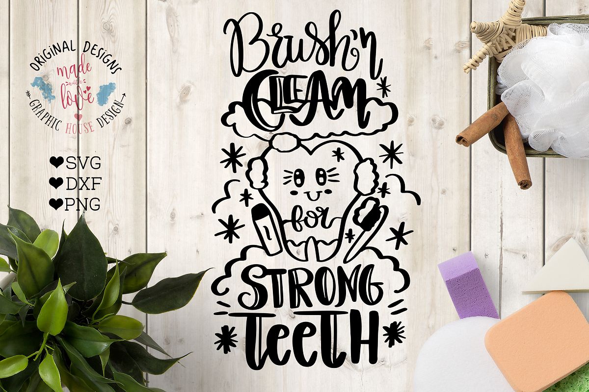 Brush Your Teeth - Hand lettered Bathroom Cut File example image 1