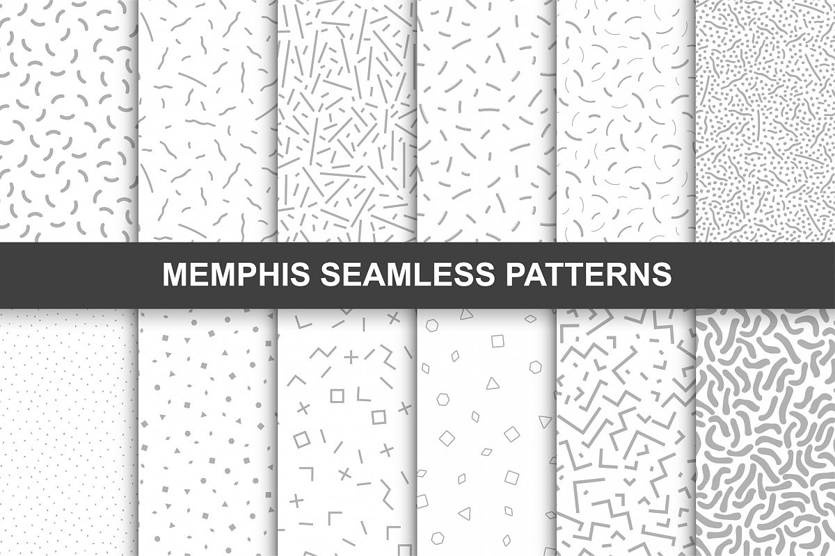 Memphis seamless patterns. Swatches. example image 1