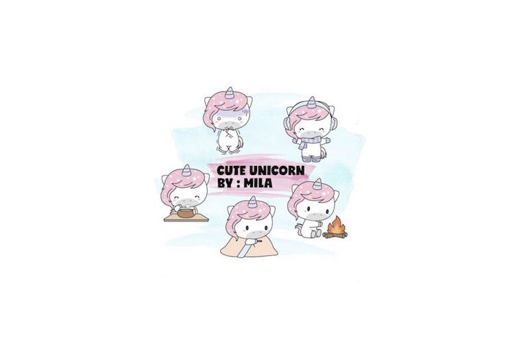 KAWAII UNICORN CLIPART BUNDLE PNG example image 1