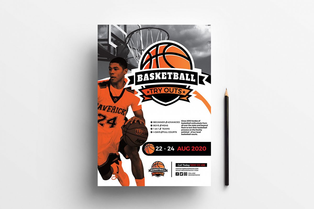 A4 Basketball Advertisement Template example image 1