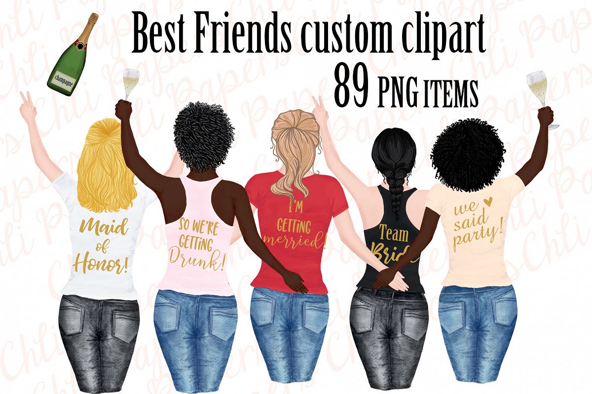 Girl best friend clipart, Bachelorette party girls clipart example image 1