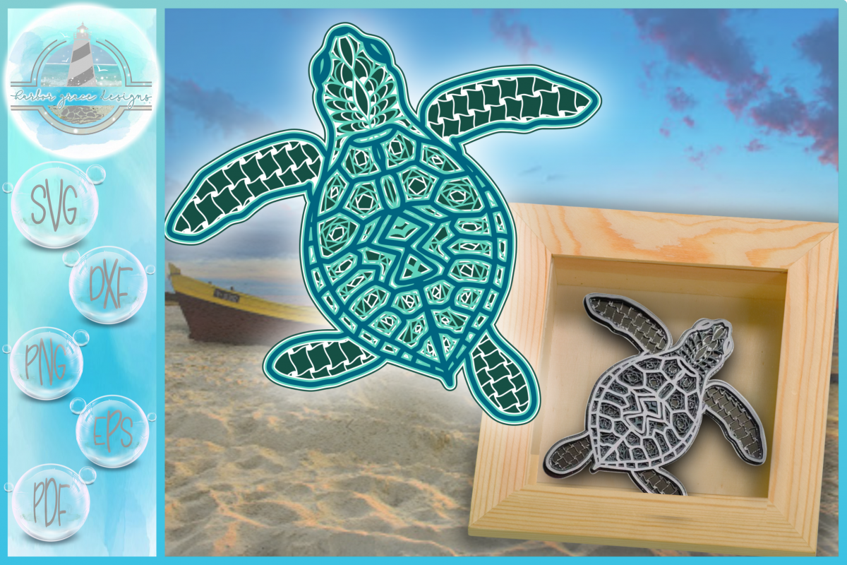 3D Mandala Layered Design | Sea Turtle Mandala SVG file (517182) | Cut Files | Design Bundles