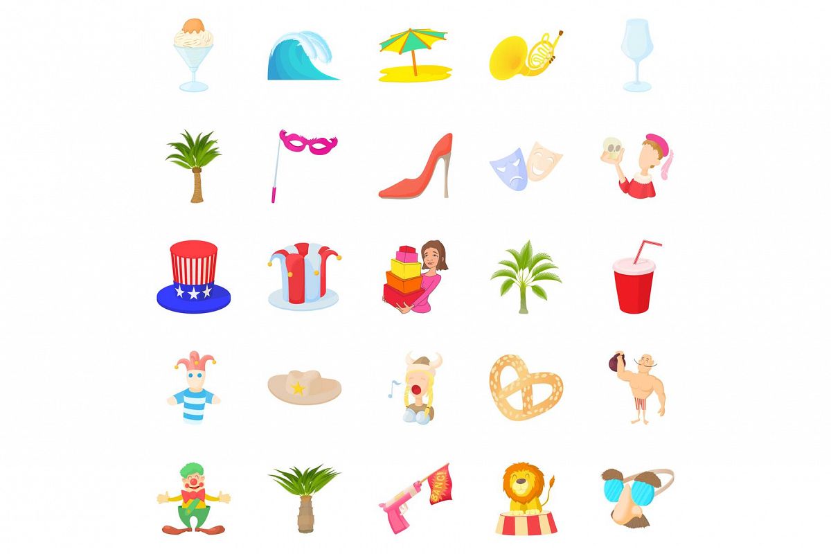 Solemnization icons set, cartoon style example image 1