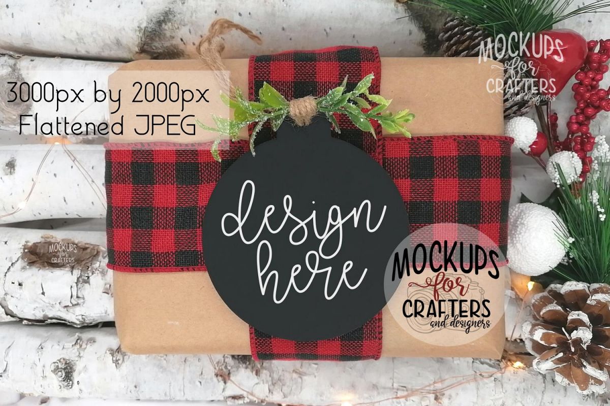 Ornament, Gift Tag, Black Round, MOCK-UP example image 1