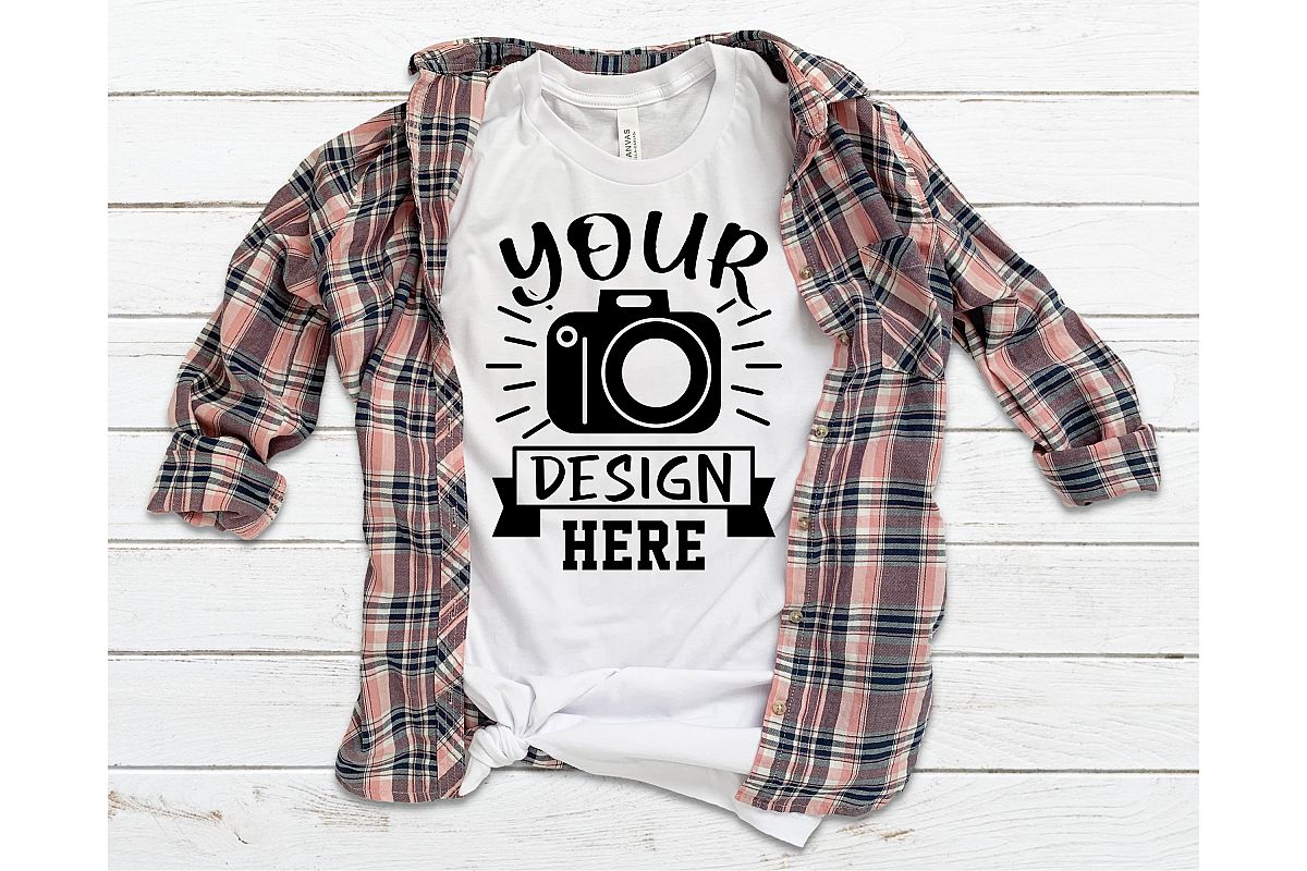 Bella Canvas 3001 Mockup, White t-shirt mockup example image 1