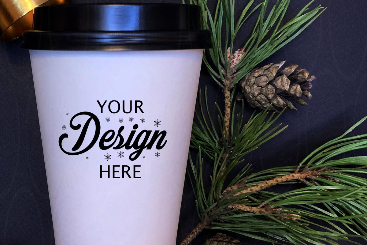 Winter Styled Photography White coffee glass mock up example image 1