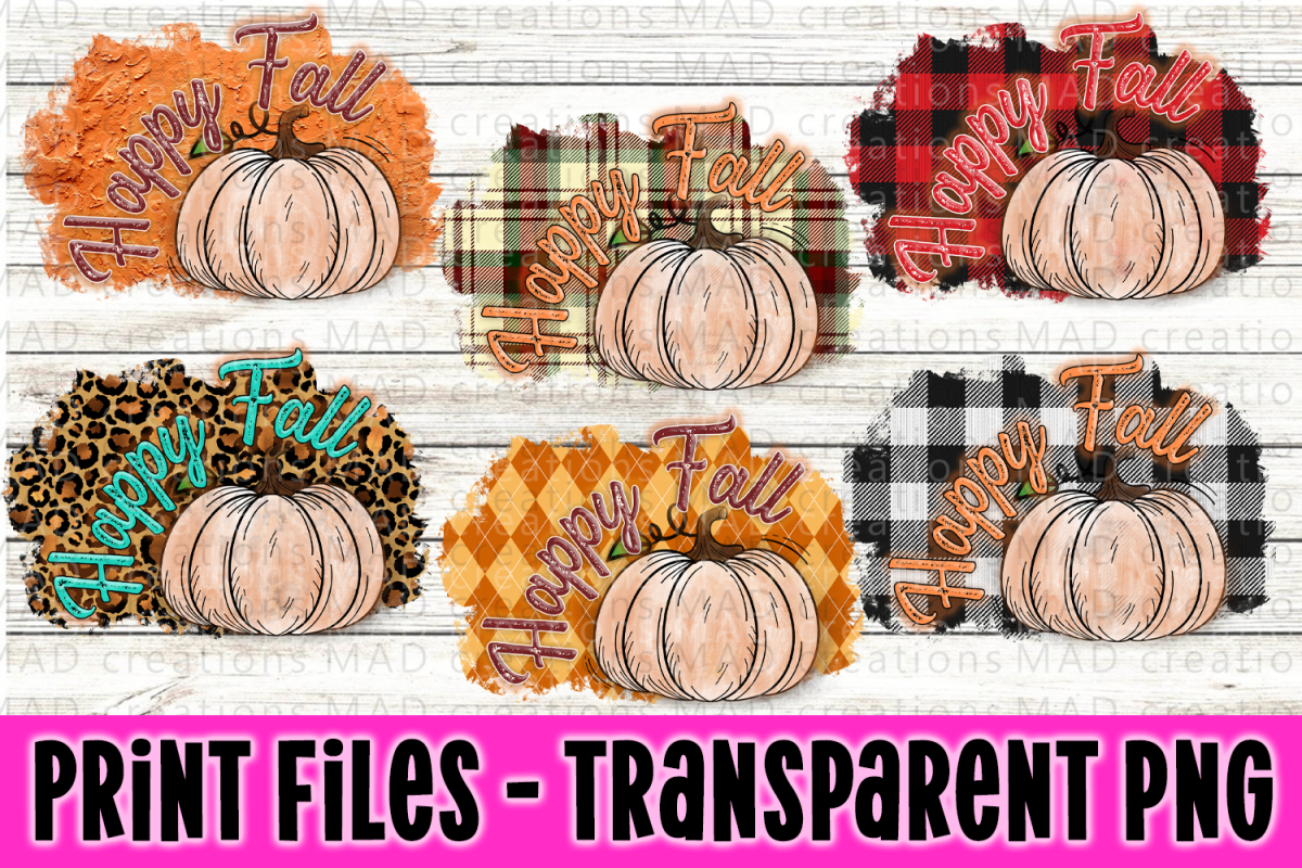 6 PNG Happy Fall Bundle - Pumpkin Bundle - Print File example image 1