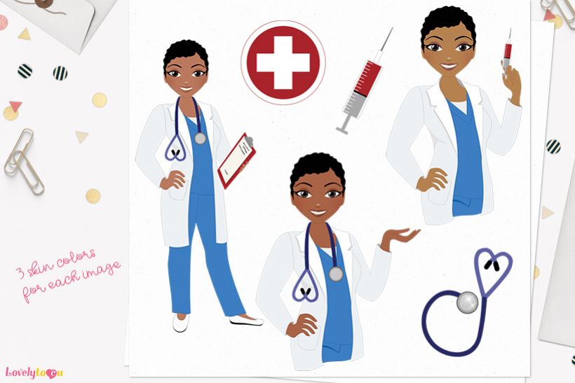 Nurse woman character clip art L398 Viola example image 1