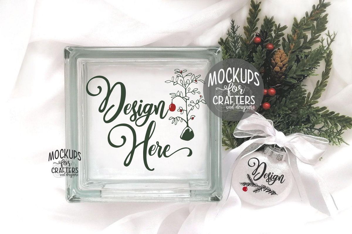 GLASS BLOCK & ORNAMENT DUO Mock-Up - Christmas Theme example image 1