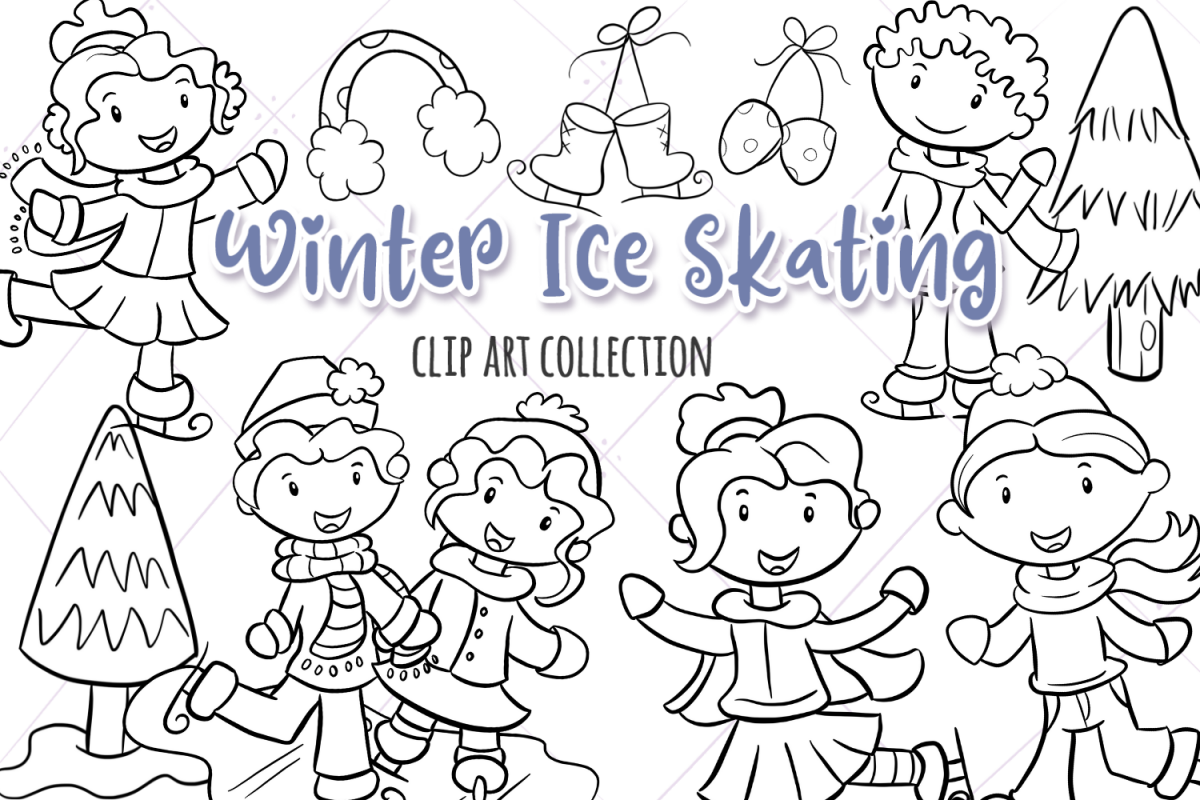 Winter Ice Skating Digital Stamps example image 1