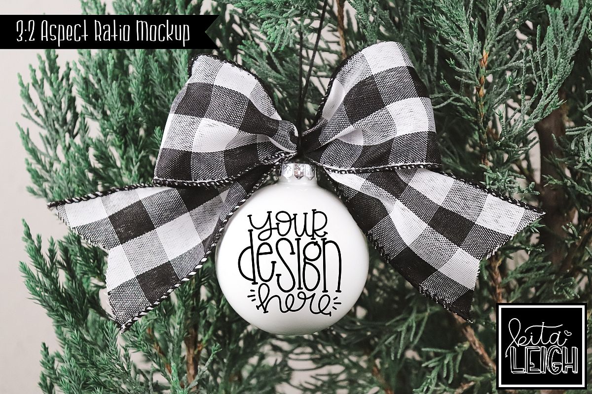 Buffalo Check Round Ornament Mockup example image 1