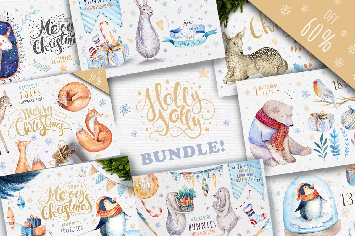 60off Watercolour Christmas BUNDLE! example image 1